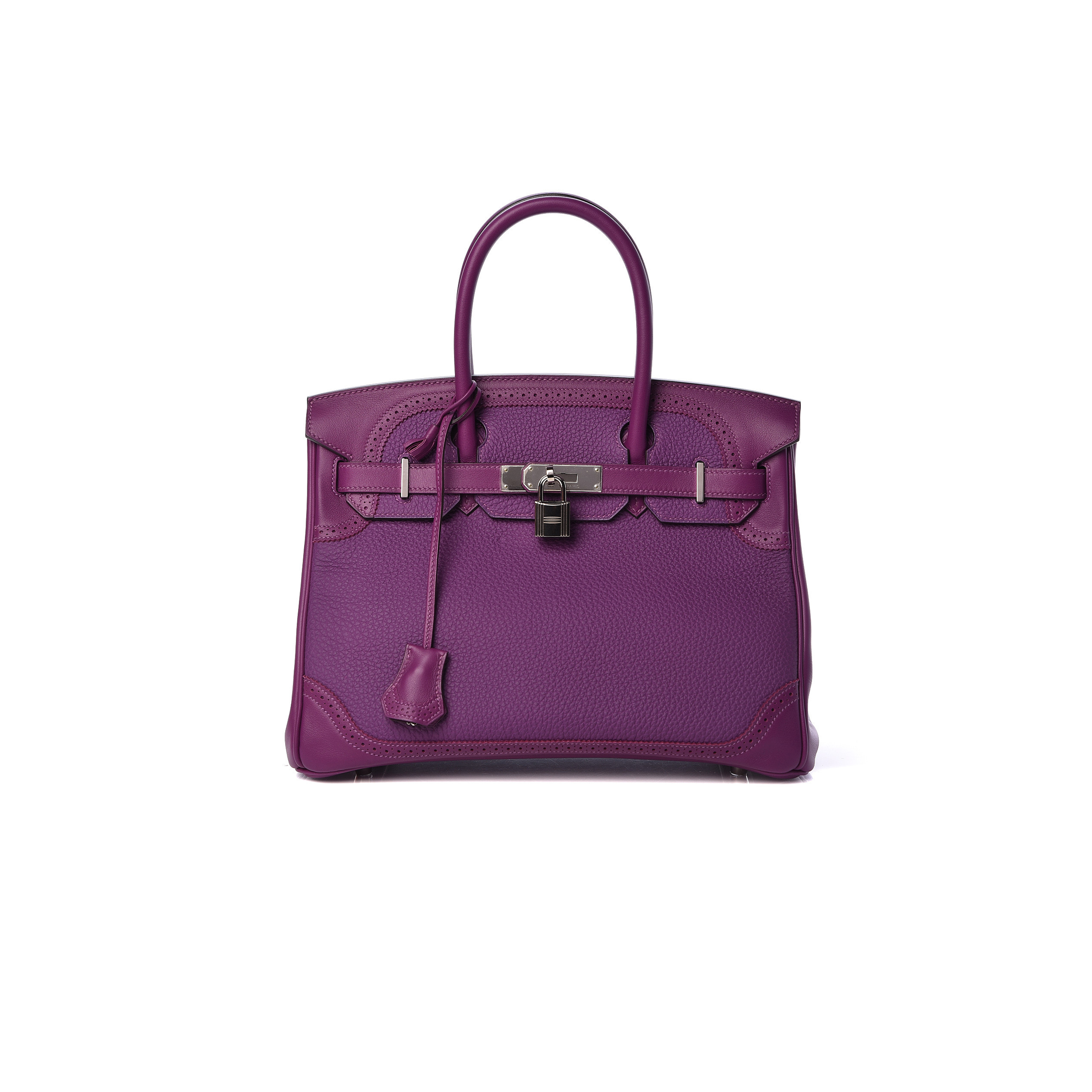 HERMÈS MASTER BIRKIN 30 LACE SERIES ANEMONE PURPLE SILVER BUCKLE 488484 (30*22*15cm)